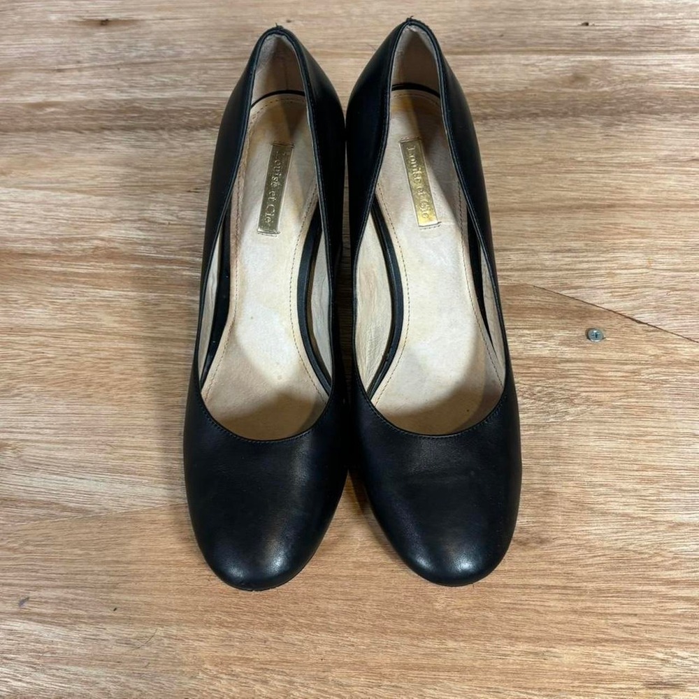 Louise et cie Black leather block heel‎ pumps with a 3.5" heel Size 10